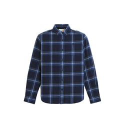 CAMICIA A QUADRI IN FLANELLA BLU SCURO